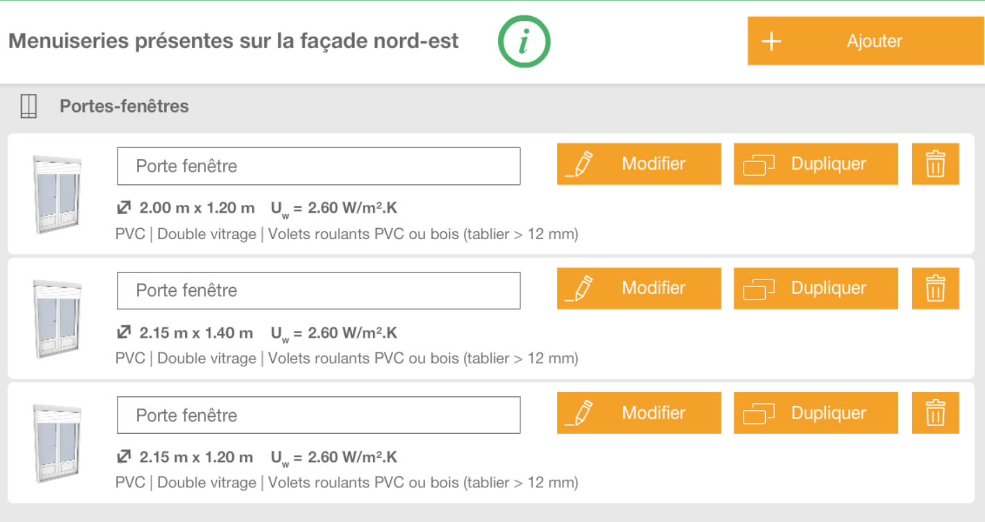 saisie menuiserie dans cap renov